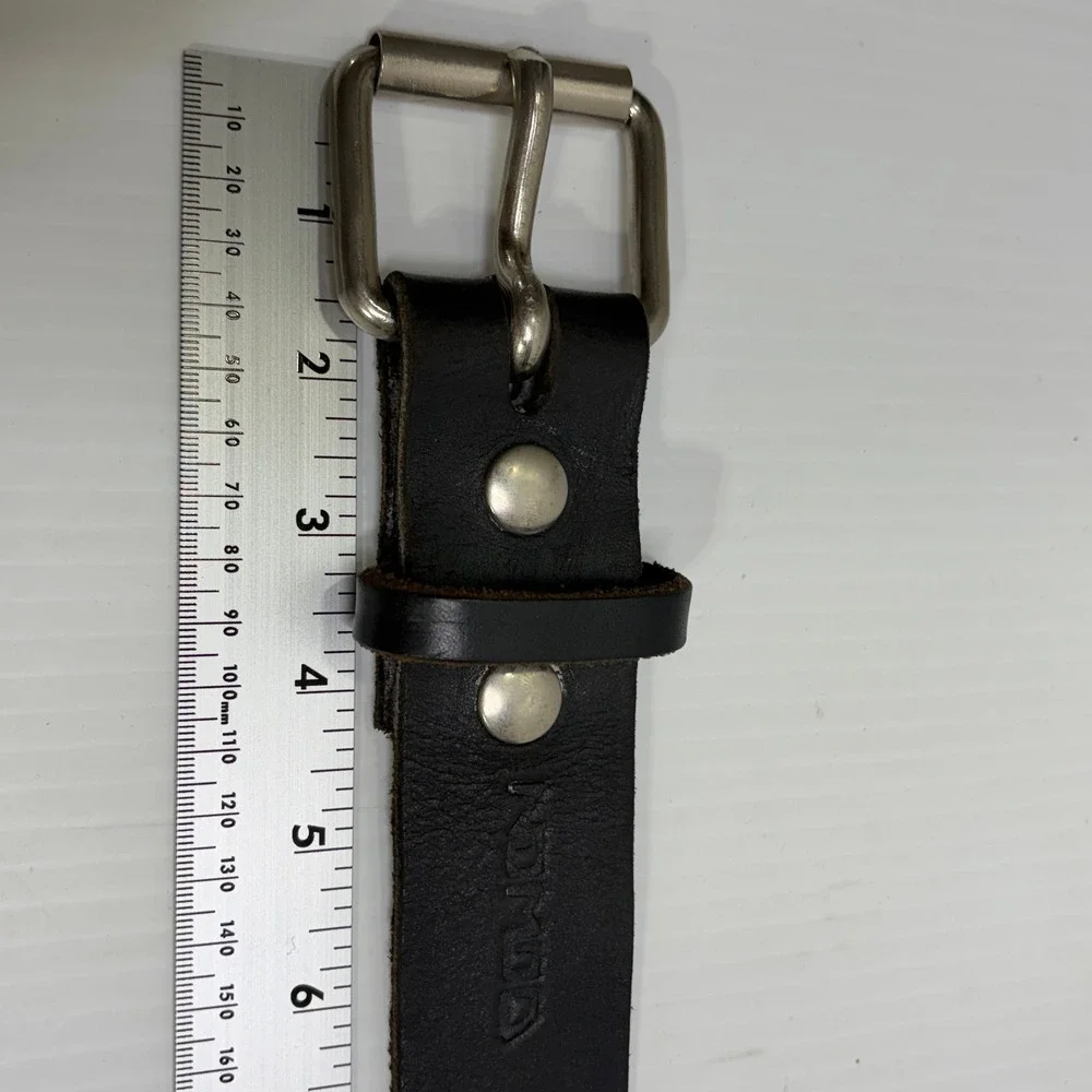 VTG Nomad  Y2K Black Leather Studded Star Belt Silver Enamel Punk Rock Grunge 85